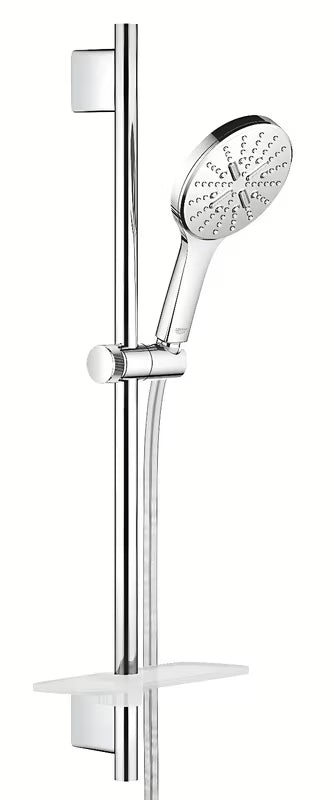 Kromirani tuš set Grohe Rainshower smartactive s ručnim tušem, šipkom, crijevom Silverflex i policom EasyReach