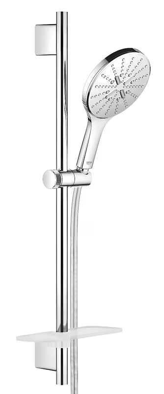 Kromirani tuš set Grohe Rainshower smartactive s ručnim tušem, šipkom, crijevom Silverflex i policom EasyReach