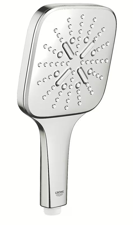 Ručna tuš slušalica Grohe Rainshower 130 SmartActive Cube u obradi supersteel s tri vrste mlaza.