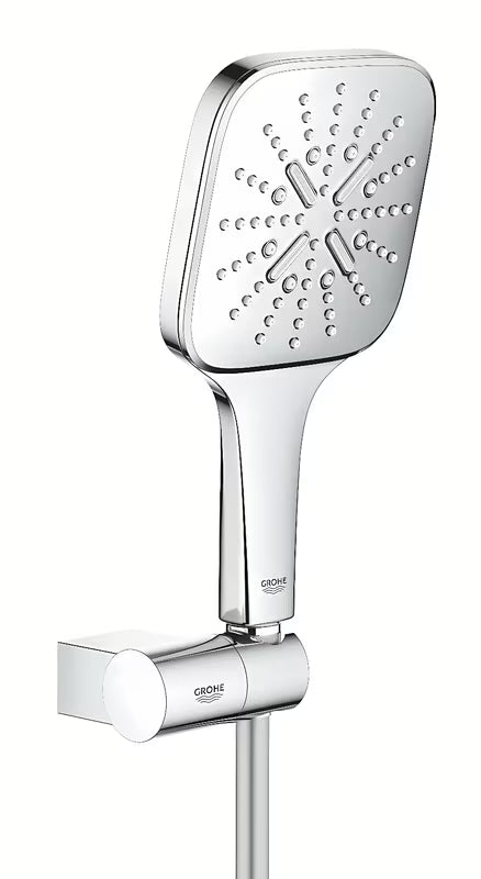 Kromirani tuš set Grohe Rainshower smartactive Cube s ručnim tušem s 3 vrste mlaza i crijevom Silverflex