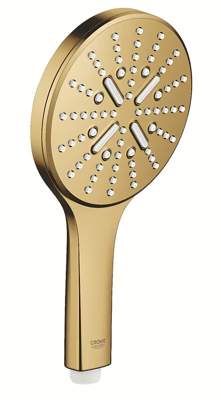 Ručni tuš Grohe Rainshower 130 SmartActive u izvedbi Cool Sunrise brushed s tri vrste mlaza.