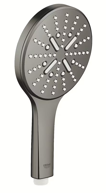 Ručni tuš Grohe Rainshower 130 SmartActive u završnoj obradi brušeni Hard Graphite s tri vrste mlaza.