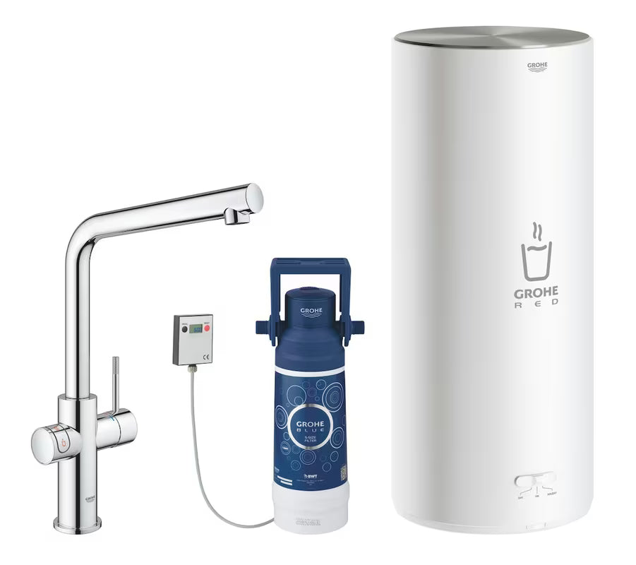 Kromirana miješalica za sudoper Grohe Red Duo s L-izljevom pro za trenutačno kipuću vodu