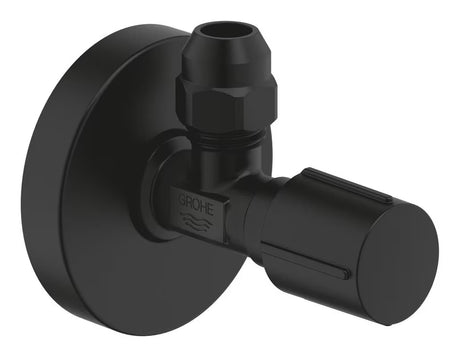 Kutni ventil Grohe Phantom Black s metalnom ručkom i metalnom rozetom