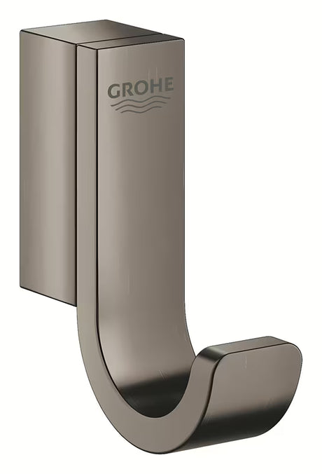 Metalni kukica za ogrtač Grohe Selection u brušenoj izvedbi hard graphite sa skrivenim pričvršćenjem.