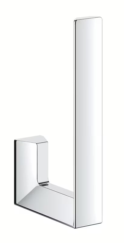 Kromirani zidni držač za rezervni toaletni papir Grohe Selection Cube sa skrivenim pričvršćenjem.