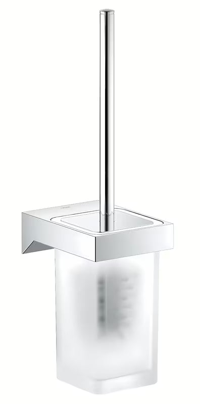Zidna ČETKA za Wc Grohe Selection Cube u krom izvedbi sa skrivenim pričvršćenjem i držačem od stakla i metala.