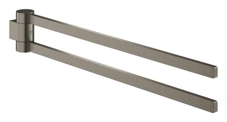 Dvostruki rotirajući držač ručnika Grohe Selection u izvedbi brušeni hard graphite sa skrivenim pričvršćenjem.