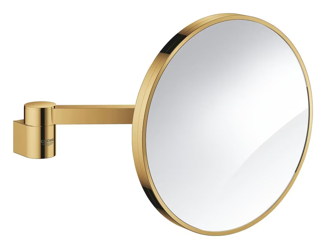 Sklopive kozmetičko ogledalo Grohe Selection u završnoj obradi cool sunrise s povećanjem 7x i skrivenim pričvršćenjem.