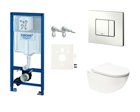 Viseći WC set SAT Infinitio s instalacijskim modulom Grohe Rapid SL, tipkom Skate Cosmopolitan i sjedalom WC školjke