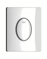 Kromirana tipka za aktiviranje Grohe Skate Air pro za jednokoličinsko ispiranje i vertikalnu ugradnju.