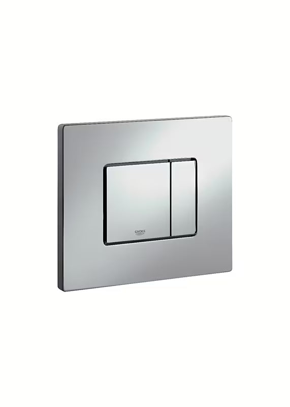 Tipka za ispiranje tipka Grohe Skate Cosmopolitan u izvedbi titanium/brilliant chrom s površinom otpornom na otiske prstiju.