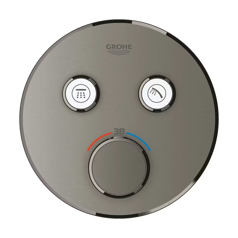 Podžbukna termostatska miješalica za tuš Grohe Grohtherm smartcontrol u izvedbi brushed hard graphite.
