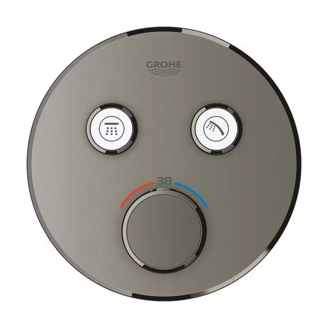 Podžbukna termostatska miješalica za tuš Grohe Grohtherm smartcontrol u izvedbi brushed hard graphite.
