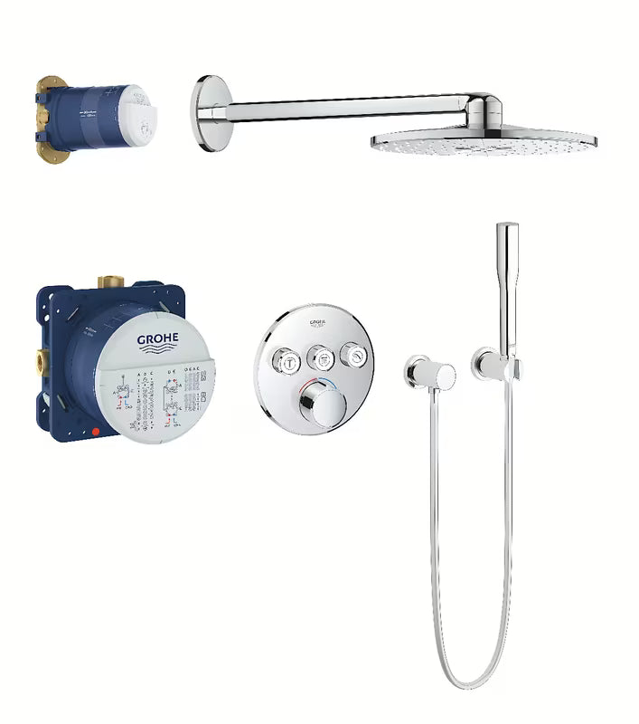 Podžbukni tuš sustav Grohe Smart Control u kromu s nadglavnim tušem Rainshower i ručnim tušem