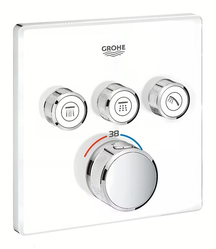 Podžbukna termostatska miješalica za tuš Grohe Grohtherm smartcontrol u boji Moon White s tri ventila