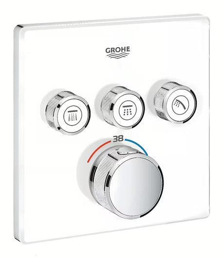 Podžbukna termostatska miješalica za tuš Grohe Grohtherm smartcontrol u boji Moon White s tri ventila