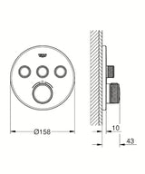 Podžbukna termostatska miješalica za tuš Grohe Grohtherm smartcontrol u brušenoj izvedbi Warm Sunset