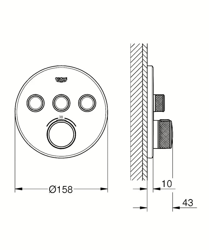 Podžbukna termostatska miješalica za tuš Grohe Grohtherm smartcontrol u brušenoj izvedbi Warm Sunset