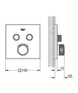 Kromirana podžbukna termostatska miješalica za tuš Grohe Grohtherm smartcontrol s tipkastim upravljanjem