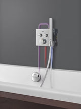 Podžbukna termostatska miješalica za tuš Grohe Grohtherm smartcontrol u kromiranom četvrtastom dizajnu.