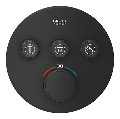 Podžbukna miješalica za tuš Grohe smartcontrol u izvedbi phantom black s upravljanjem na tipku