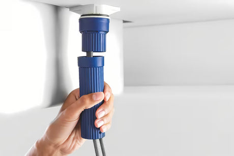 Miješalica za Sudoper Grohe Start 2021 u izvedbi supersteel s visokim zakretnim izljevom i izvlačnim tušem.