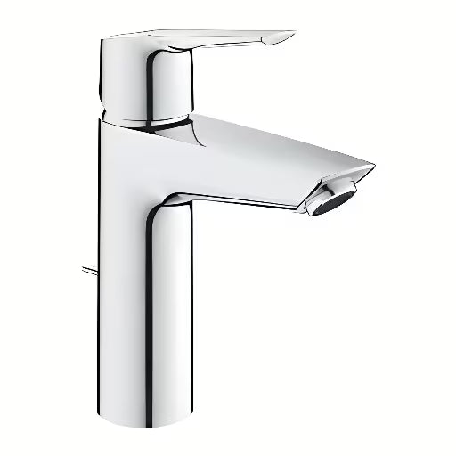Kromirana jednoručna baterija miješalica za umivaonik Grohe Start s odvodom s višim izljevom pro za udobno pranje.