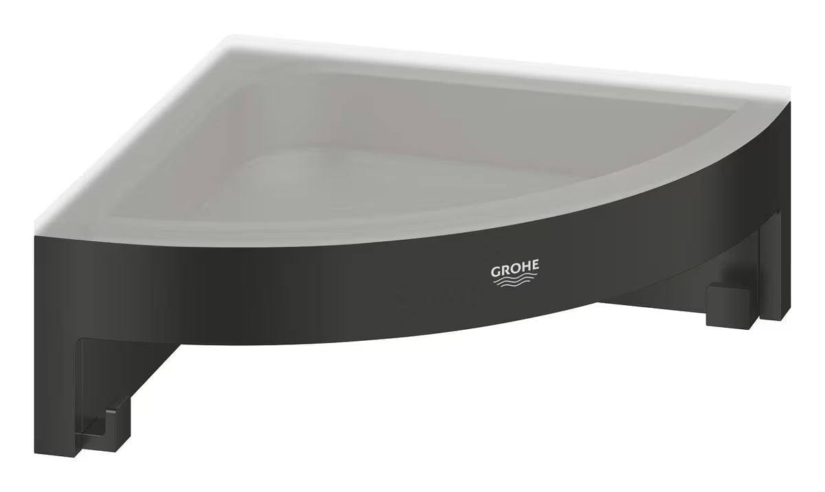 Kutna polica Grohe Start Cube u mat crnoj boji pro za odlaganje kozmetike za tuširanje.