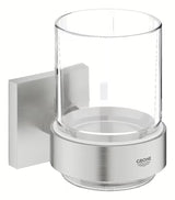 Čaša s držačem Grohe Start Cube Accessories u izvedbi supersteel sa skrivenim pričvršćenjem