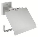 Držač toaletnog papira Grohe Start Cube Accessories u izvedbi supersteel s poklopcem sa skrivenim pričvršćenjem.