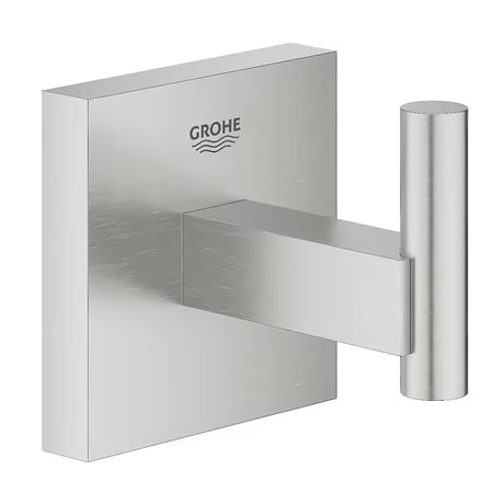 Metalni kupaonski kukica Grohe Start Cube Accessories u izvedbi supersteel sa skrivenim pričvršćenjem