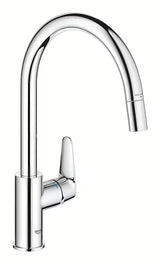 Kromirana miješalica za sudoper Grohe Start Curve s visokim zakretnim izljevom i izvlačnim tušem