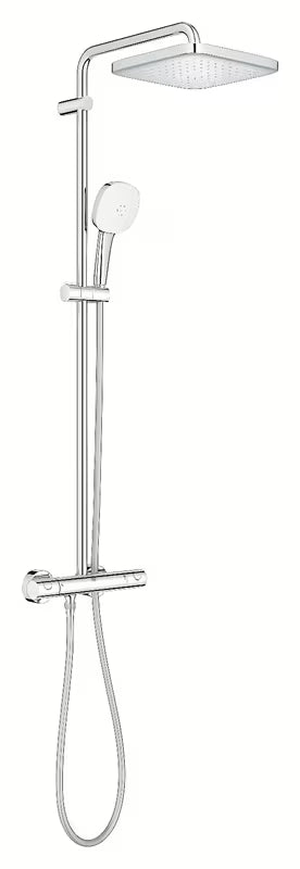 Tuš sustav Grohe Tempesta Cube System s termostatskom miješalicom u krom izvedbi, s nadglavnim i ručnim tušem