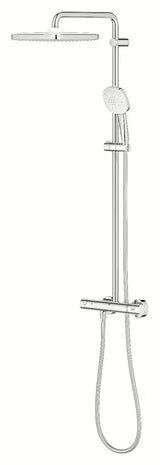 Tuš sustav Grohe Tempesta Cube System s termostatskom miješalicom u krom izvedbi, s nadglavnim i ručnim tušem