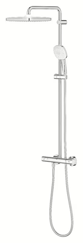 Tuš sustav Grohe Tempesta Cube System s termostatskom miješalicom u krom izvedbi, s nadglavnim i ručnim tušem