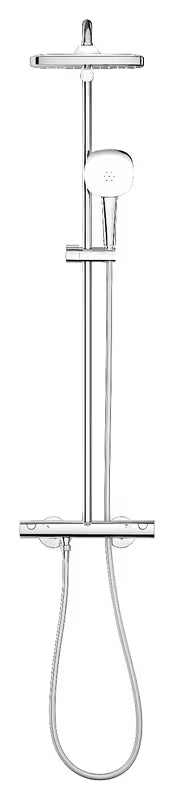 Tuš sustav Grohe Tempesta Cube System s termostatskom miješalicom u krom izvedbi, s nadglavnim i ručnim tušem