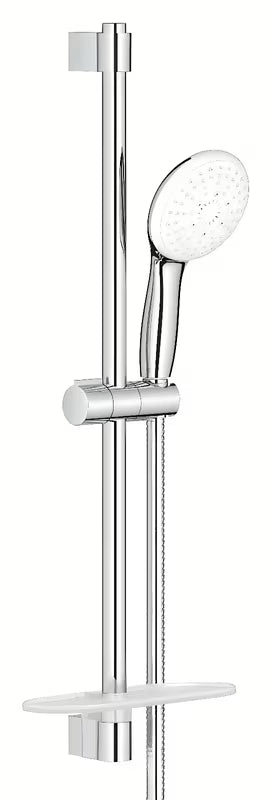 Tuš set Grohe Tempesta u krom izvedbi sa šipkom, metalnim crijevom i policom GROHE EasyReach