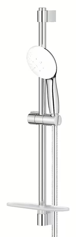 Tuš set Grohe Tempesta u krom izvedbi sa šipkom, metalnim crijevom i policom GROHE EasyReach