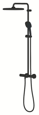 Mat crni tuš sustav Grohe Tempesta System Cube s termostatskom miješalicom, s nadglavnim i ručnim tušem