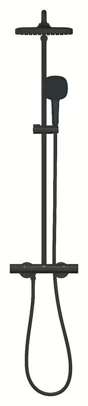 Mat crni tuš sustav Grohe Tempesta System Cube s termostatskom miješalicom, s nadglavnim i ručnim tušem