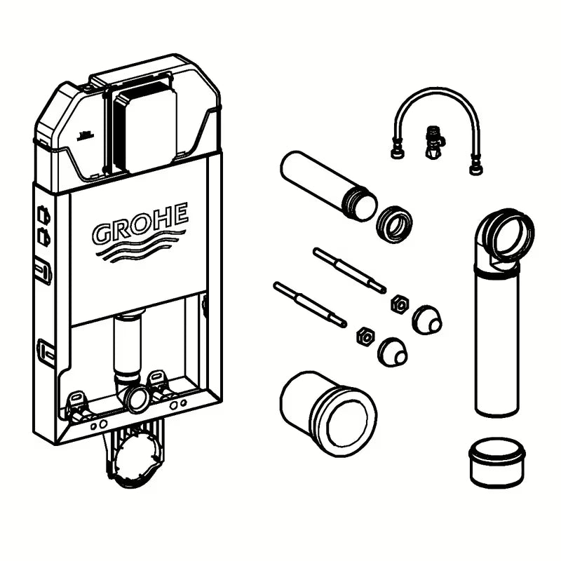 Podžbukni vodokotlić Grohe Uniset Slim pro za ugradnju u zid sa vodokotlićem Slim 3–6 l i gornjim dovodom vode.