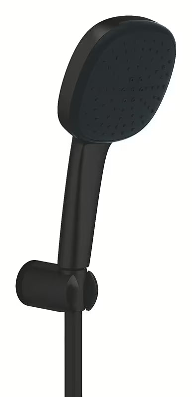 Tuš set Grohe Vitalio Comfort 110 u mat crnoj izvedbi s ručnim tušem, crijevom 1750 mm i zidnim držačem.