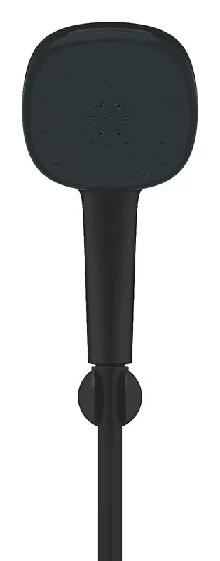 Tuš set Grohe Vitalio Comfort 110 u mat crnoj izvedbi s ručnim tušem, crijevom 1750 mm i zidnim držačem.