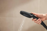Mat crni tuš sustav Grohe Vitalio Comfort 250 s termostatskom miješalicom, s nadglavnim i ručnim tušem
