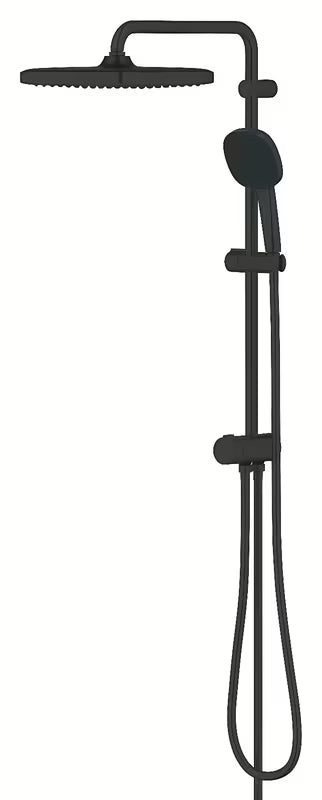 Mat crni tuš sustav Grohe Vitalio Comfort s nadglavnim tušem 250x250 mm i ručnim tušem