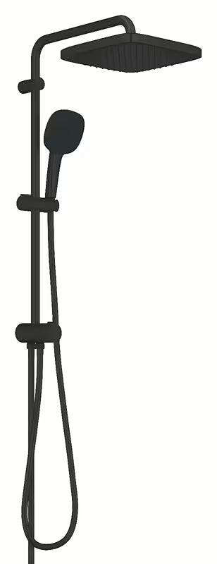 Mat crni tuš sustav Grohe Vitalio Comfort s nadglavnim tušem 250x250 mm i ručnim tušem