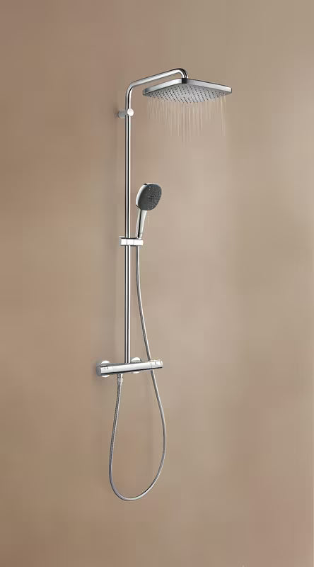 Grohe Vitalio Comfort System tuš sustav s termostatskom miješalicom u krom izvedbi s nadglavnim i ručnim tušem