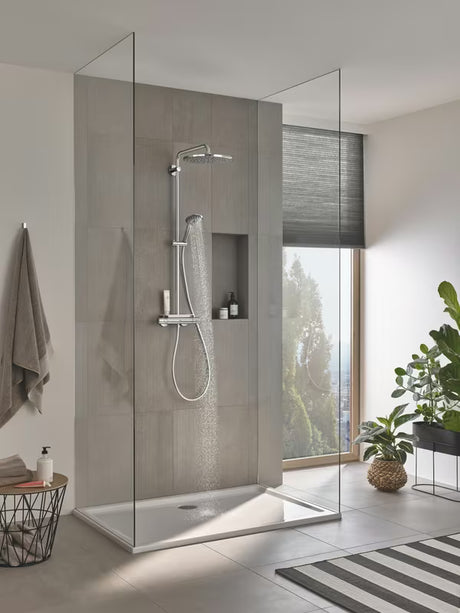 Tuš sustav Grohe Vitalio Joy XXL 310 s termostatom u krom izvedbi, s nadglavnim i ručnim tušem