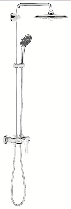 Tuš sustav Grohe Vitalio Joy 260 u krom izvedbi s nadglavnim tušem 260 mm i ručnim tušem 110 mm
